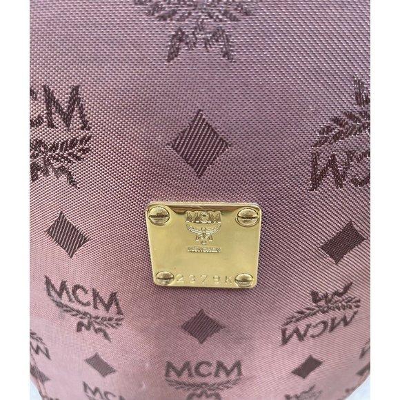 Vintage MCM ~ Brown Logo Nylon Drawstring Sling Backpack Bag ~ Hand Made main image 11